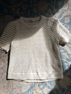 Madewell Cream Open Knit Short Sleeve Sweater